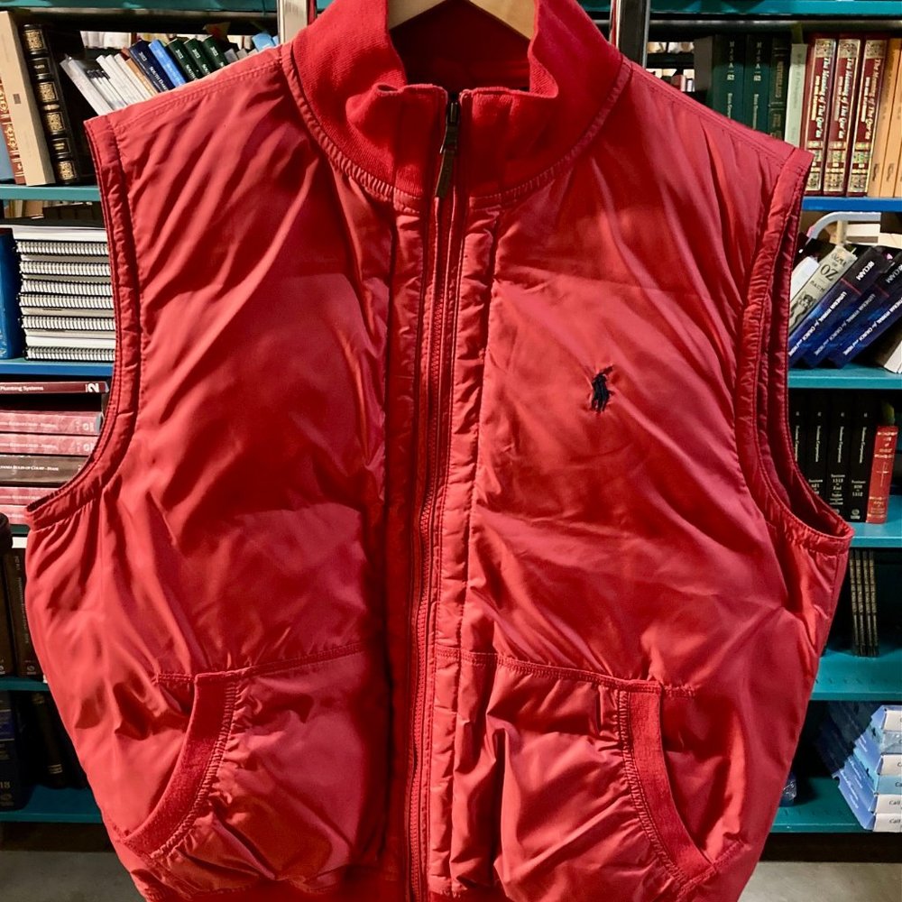 Ralph Lauren Down Vest, Red/Blue - Mens L